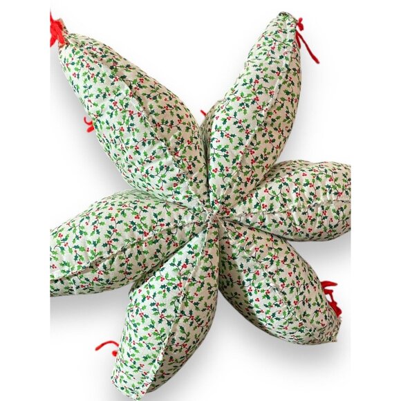 Handcrafted 3D Stuffed Fabric Christmas Tree 15" Holly Print & Bells Vintage - Picture 7 of 7